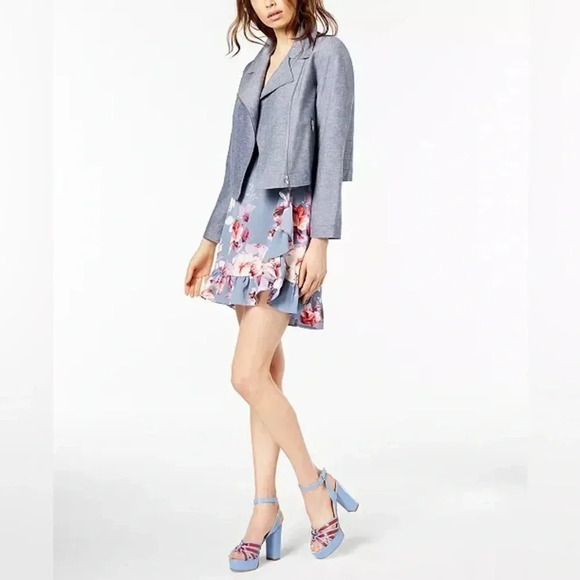 JILL JILL STUART Blue Floral Ruffled Wrap Dress Women’s Size XL NWT - Picture 7 of 8